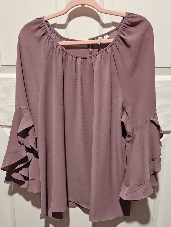 Cato Tops - Cato Dusty Mauve Ruffled Sleeve Blouse